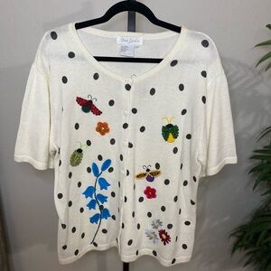 Vintage White Polka Dot Embroidered Top